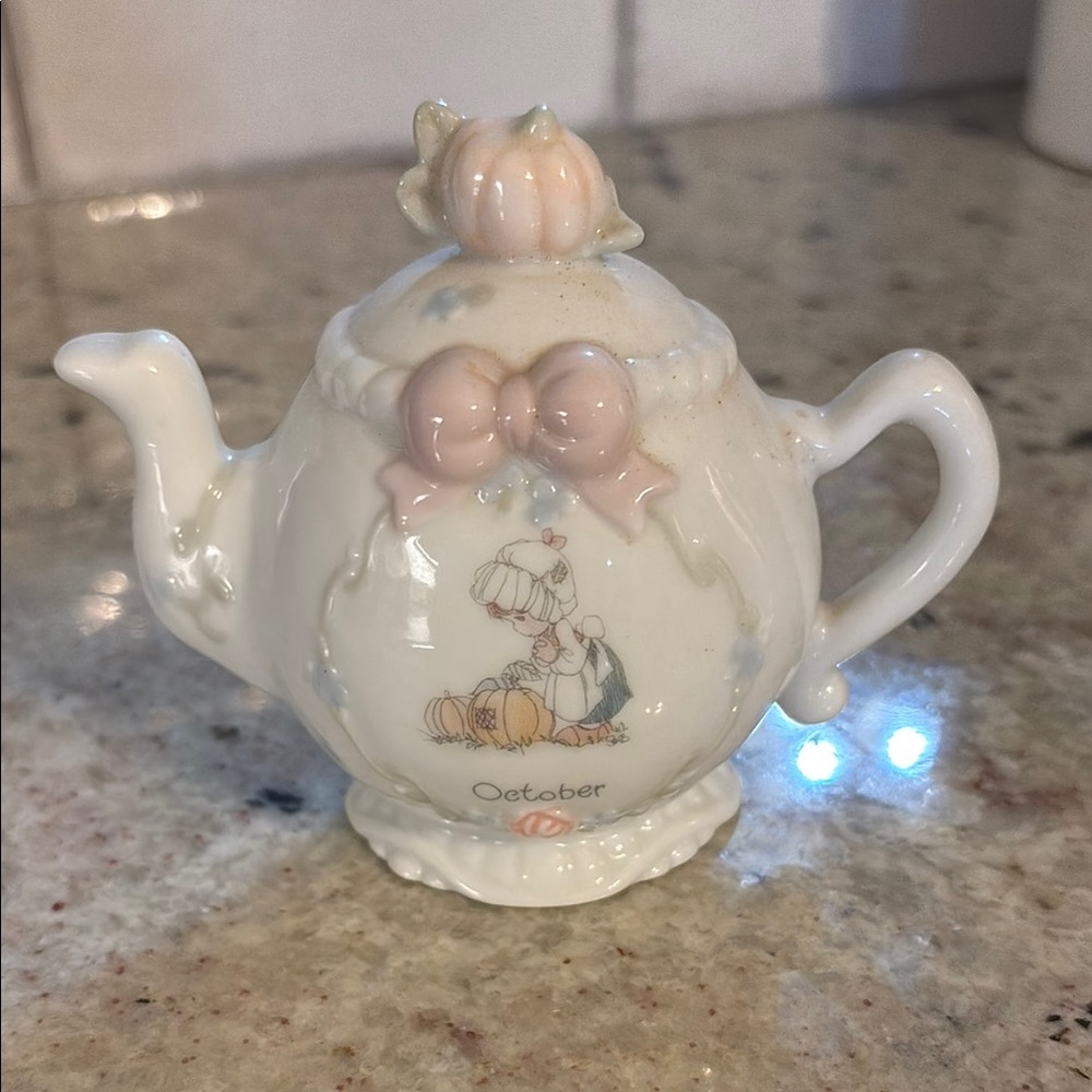 Precious Moments October Themed Ceramic Teapot
